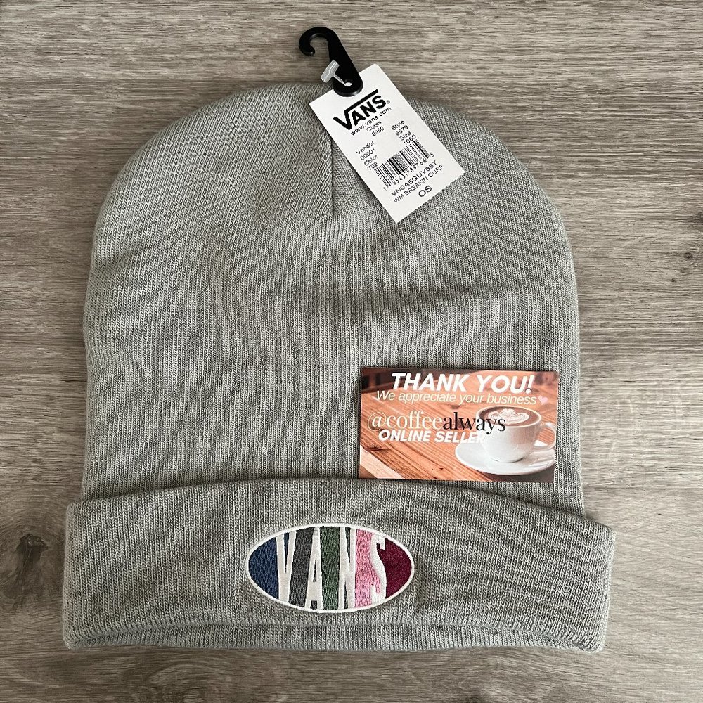 Vans Breakin' Curfew Gray Cuffed Beanie Knit Cap One Size NWT